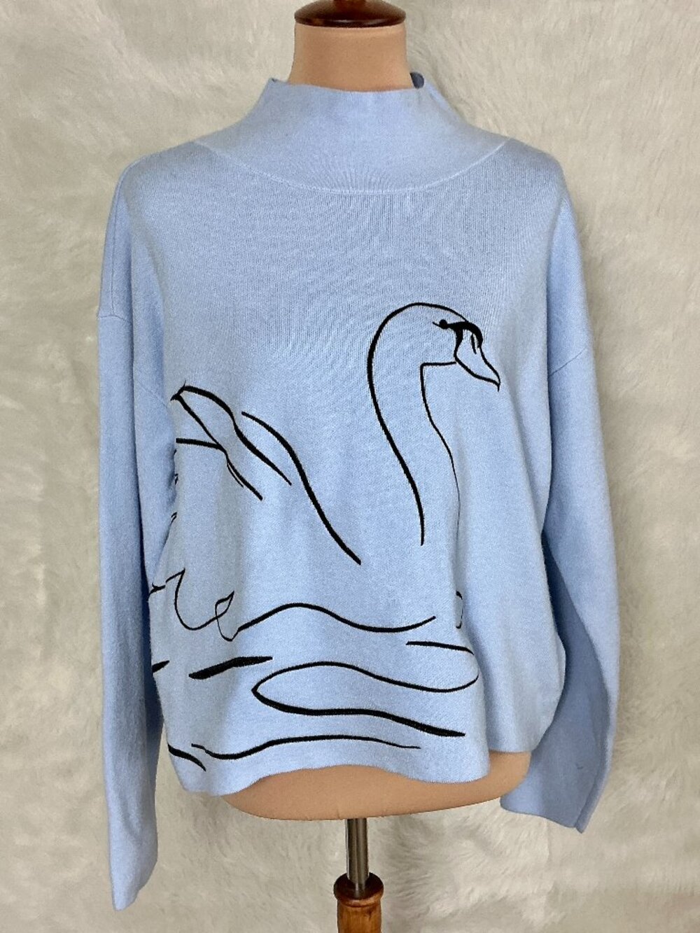 Maeve Anthropologie Blue Mock Neck Swan Carys Sweater XS